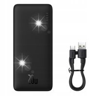BASEUS POWER BANK Z SZYBKIM ŁADOWANIEM 10000MAH 20W USB-C USB-A Z KABLEM