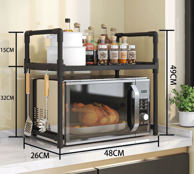 PÓŁKA KUCHENNA pod mikrofalówkę ORGANIZER CZARNA 2poziomy 48cm REGAŁ zdjęcie 10