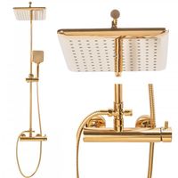 Zestaw prysznicowy złoty z baterią i deszczownicą 23x23 cm Yoka Home