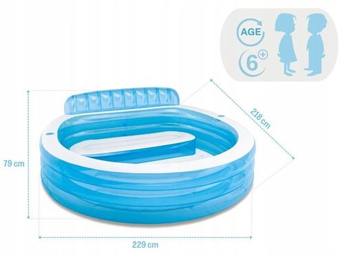 Basen Ogrodowy Dmuchany Intex z Ławeczką Oparciem na Arena.pl