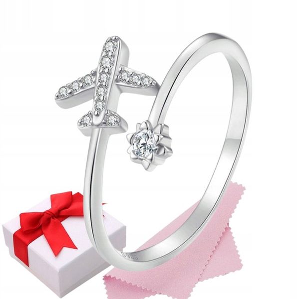 Pierścionek srebro regulowany SAMOLOT s925+pudełko zdjęcie 1