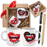 WALENTYNKI KUBKI DLA PAR DŁUGOPISY Z GRAWEREM PREZENT DLA NIEJ DLA NIEGO