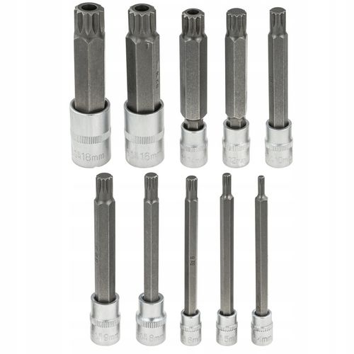 ZESTAW NASADEK SPLINE 1/4 3/8 1/2 M4-M18 XZN 10 ELEMENTÓW WPUSTOWE na Arena.pl