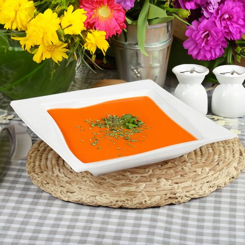 TALERZ OBIADOWY GŁĘBOKI KWADRATOWY 20,5CM VIVA PORCELANOWY DO ZUPY MAKARONU na Arena.pl