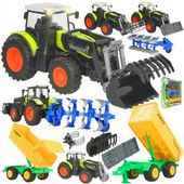 Traktor Ciągnik Przyczepa MASZYNY ROLNICZE Zestaw Farmera Pług Spychacz 6w1