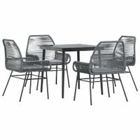 5-częściowy zestaw ogrodowy z poduszkami szary polirattan szkło