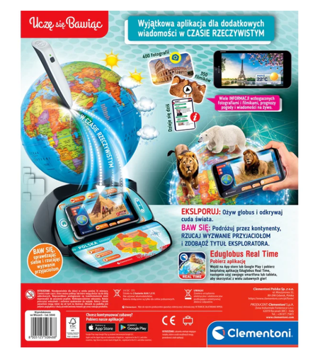 Interaktywny Globus Eduglobus Uczę się Bawiąc Język Polski Clementoni 50848 na Arena.pl