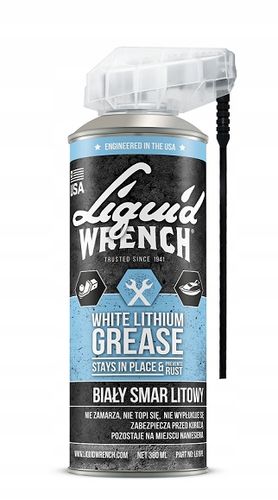 SMAR BIAŁY LITOWY W SPRAYU LIQUID WRENCH DO ZAWIASÓW KŁÓDEK 380 ml na Arena.pl