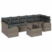 Zestaw Sof na Ogród 8 pcs Szary 100 x 55 x 73 cm Polirattan