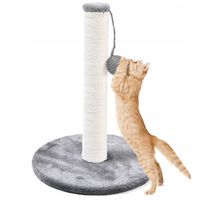 DRAPAK DLA KOTA SZARY SŁUPEK Z ZABAWKĄ PIŁKĄ SIZAL 45CM