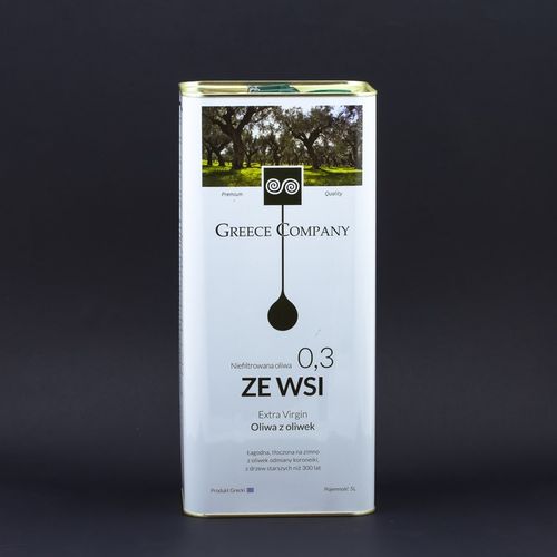 Oliwa z oliwek ZE WSI niefiltrowana Extra Virgin łagodna 0,3% 5 l na Arena.pl