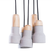 Lampa wisząca 5 kloszy betonowa szara APURE