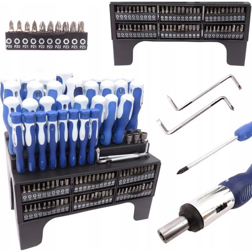 ZESTAW ŚRUBOKRĘTÓW WKRĘTAKÓW BITÓW STOJAK 100 ELEMENTÓW na Arena.pl