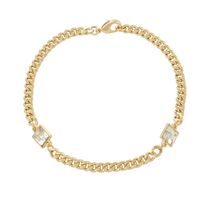 bransoletka pozłacana, pancerka, kwadratowa cyrkonia