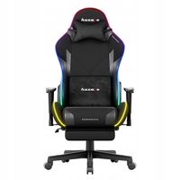 Fotel gamingowy LED RGB z podnóżkiem regulowany 155° poduszka zagłówek