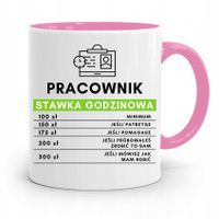 Dla Pracownika Kubek Różowy Stawka Godzinowa Z Nadrukiem Ze Zdjęciem