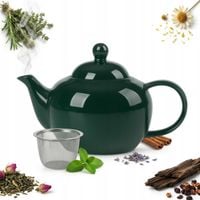 DZBANEK CERAMICZNY ZAPARZACZ SITKO DO KAWY HERBATY GREEN 1 L CIEMNO ZIELONY