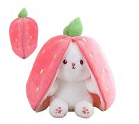 MASKOTKA PLUSZAK Zabawka KRÓLIK W TRUSKAWCE Króliczek 2w1 DUŻY 35 cm