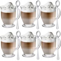 2 x KOMPLET 6 SZT SZKLANEK DO KAWY LATTE Macchiato + ŁYŻECZKI ZESTAW NA PRE