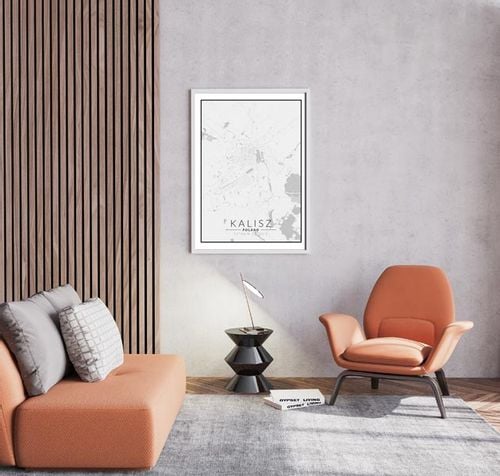 Kalisz mapa czarno biała - plakat 50x70 cm na Arena.pl