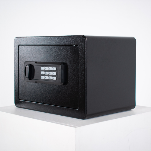 Pancerny Domowy Sejf z Zamkiem Elektronicznym i Kluczem 25x35x26 cm Czarny na Arena.pl