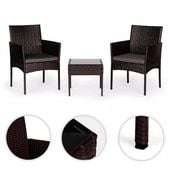 KOMPLET MEBLI OGRODOWYCH TECHNORATTAN 2 KRZESŁA STOLIK BRĄZ