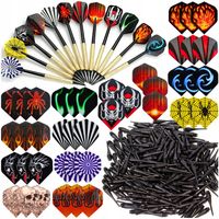 Zestaw lotki dart 12 rzutki 42 piórka 100 groty profesjonalne plastikowe