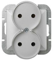 PERŁA GNIAZDO PODWÓJNE P/T B/U SREBRNY - E+9002140