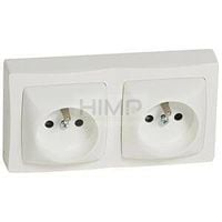 OTEO Gniazdo podwójne 2x2P+Z z przesłoną styków BIAŁE komplet 16A-250V~ Legrand 086076