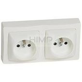 OTEO Gniazdo podwójne 2x2P+Z z przesłoną styków BIAŁE komplet 16A-250V~ Legrand 086076