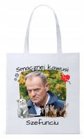 Donald Tusk Platforma Torba Eco Biała Shopper Z Nadrukiem Ze Zdjęciem