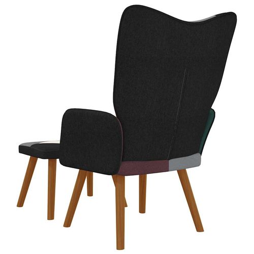 Fotel z podnóżkiem, patchworkowy, obity tkaniną na Arena.pl