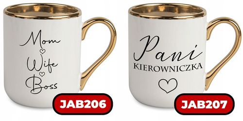 Kubek Elegant Biały Ucho Rant złoty PREZENT DLA SUPER SZEFOWA MiX WZORÓW na Arena.pl