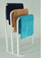 Nowoczesny Stojak Wieszak na Ręczniki 4 Ram. Zaokrąglony Metal Loft Biały