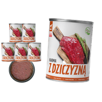 MOKRA KARMA DLA PSA TufTuf Puszka mielonka z dziczyzną ZESTAW 6x400g