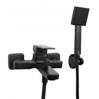 Bateria wannowa ścienna z prysznicem wężem czarna jednouchwytowa YOKA HOME