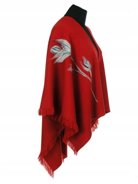 CZERWONE PONCZO Z HAFTEM R. UNI 42 - 48 50 52- 56 zdjęcie 7