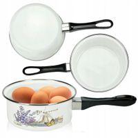 EMALIOWANY RONDELEK DO GOTOWANIA MLEKA JAJEK 900ML Z RĄCZKĄ WZÓR MŁYN 16CM