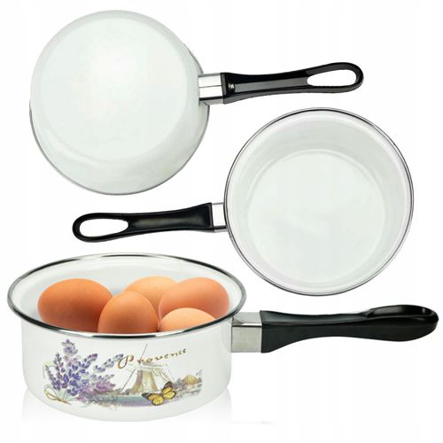 EMALIOWANY RONDELEK DO GOTOWANIA MLEKA JAJEK 900ML Z RĄCZKĄ WZÓR MŁYN 16CM na Arena.pl