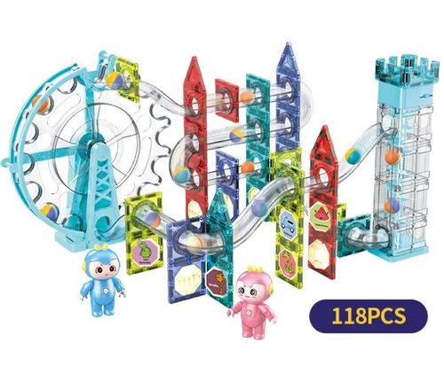 Klocki magnetyczne marble tor kulkowy z dźwiękiem muzyką 118 elementów na Arena.pl