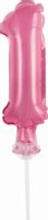 BALON FOLIOWY NA PATYCZKU 13CM GODAN CYFRA 1 RÓŻOWY