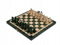 ZIELONE Szachy drewniane Królewskie 31x31 we wkładce PRODUCENT