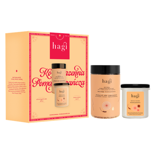 Hagi Zestaw Xmas Korzenna Pomarańcza Świeca sojowa 215ml+Sól do kąpieli 480g na Arena.pl
