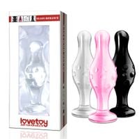 szklany korek analny lovetoy romance czarny 11 cm