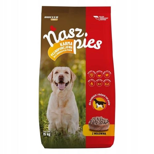 Biofeed Nasz Pies Sucha Karma Dla Psa Z Wołowiną 15Kg na Arena.pl