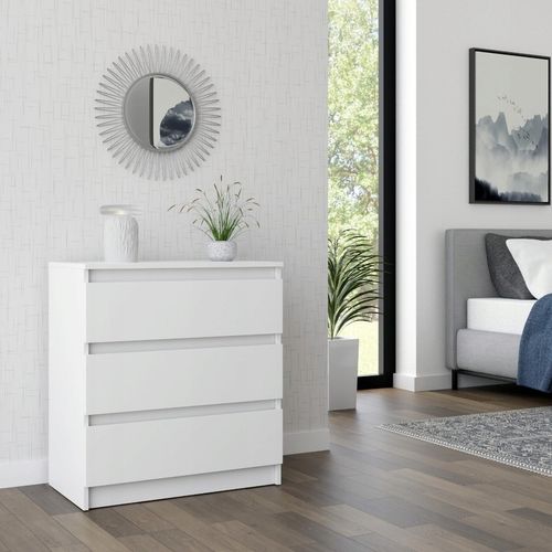 KOMODA SZAFKA BIAŁA 3 SZUFLADY NOWOCZESNA DO SALONU SYPIALNI na Arena.pl