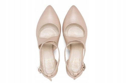 Ślubne czółenka niskie na słupku z paskami beż 38 na Arena.pl