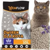 Żwirek dla kota bentonitowy betonitowy 10L LAWENDOWY zbrylający Naturalny