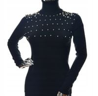 Damski golf sweter z golfem perełkami perełki UNI