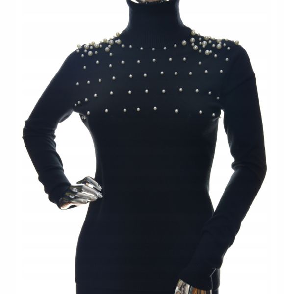 Damski golf sweter z golfem perełkami perełki UNI zdjęcie 1
